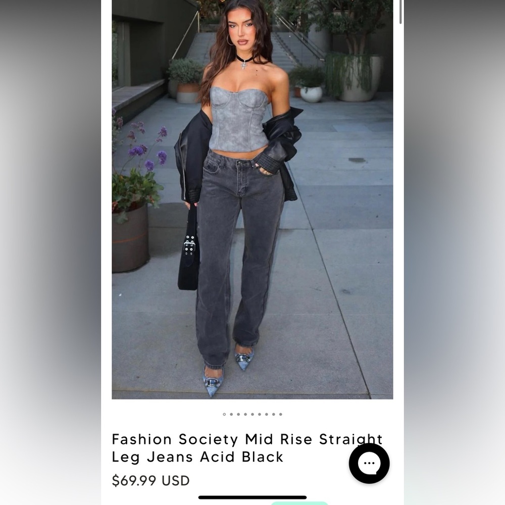 WHITE FOX “Fashion Society Mid Rise Straight Leg Jeans Acid Black”